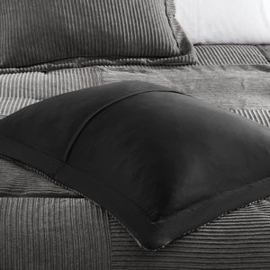 English Elm 7 Piece Micro Corduroy Comforter Set - Luxurious Grey California King Bedding Ensemble For Year-Round Comfort B035P266663