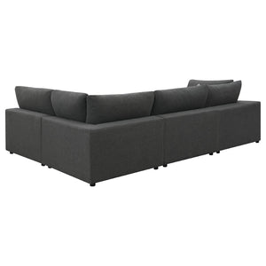 English Elm Rhette Charcoal 4-Piece Sectional Sofa With Reversible Cushions & Jacquard Accent Pillows B062S00994-GIGA