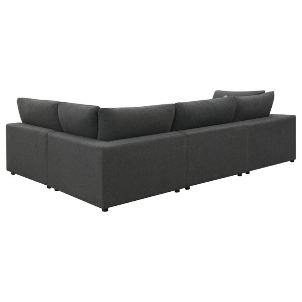 English Elm Rhette Charcoal 4-Piece Sectional Sofa With Reversible Cushions & Jacquard Accent Pillows B062S00994-GIGA