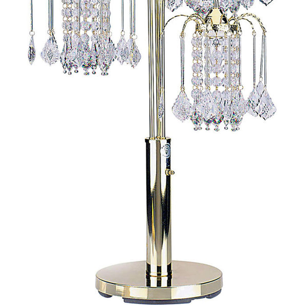 English Elm 34" 34-inch Metal Table Lamp with 3 Crystal Chandelier Arms, Steel Frame, Acrylic Shades, 3-Way Switch Gold B072116047