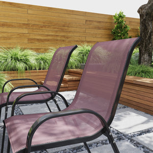 English Elm Outsunny Stackable Patio Dining Chair Set 4 Mesh Seat Steel Frame Backyard W2225P485581