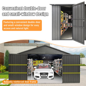 English Elm 12x20ft Outdoor Heavy Duty Metal Carport Shed with Lockable Doors and Wind Resistant Frame W1859P364954