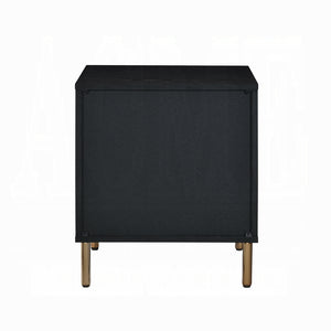 English Elm 1pc Glamorous Black Nightstand 3-Drawer Faux Crocodile Fronts Gold Legs Hollywood Glam Accent B2741P323121