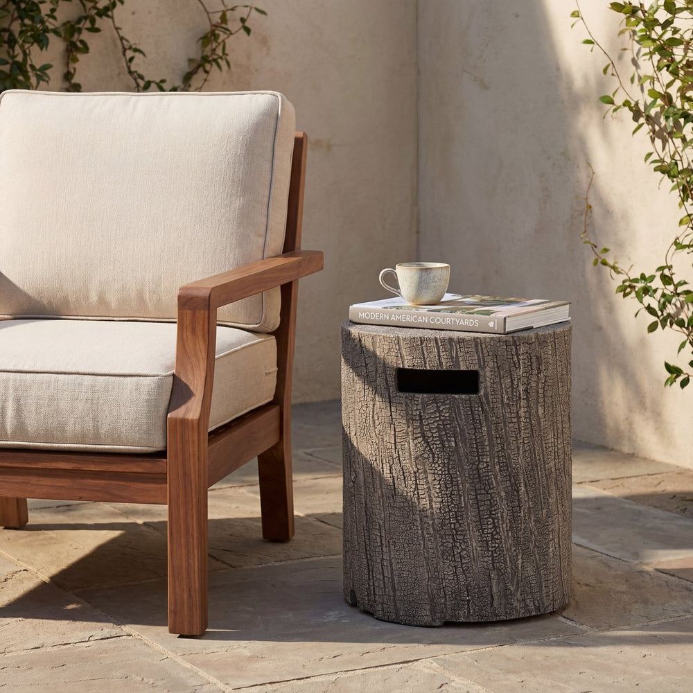 English Elm 16x20 Mgo Concrete Look Outdoor Side Table with Hidden Propane Tank Storage N772P289185G