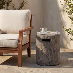 English Elm 16x20 Mgo Concrete Look Outdoor Side Table with Hidden Propane Tank Storage N772P289185G