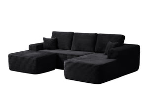 English Elm 104" Modular U-shape Sectional Plush Corduroy Deep Seat Sofa with Built-in Storage Pockets W3975S00036
