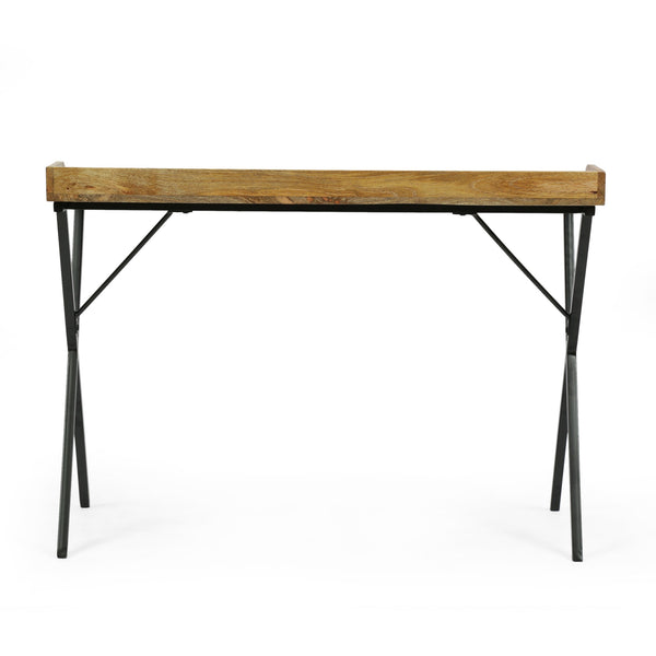 English Elm Christopher Knight Home® - Console Table Mango Wood & Iron Modern Industrial 42" x 18" Compact Desk Console for Entryway, Handmade 70804.00
