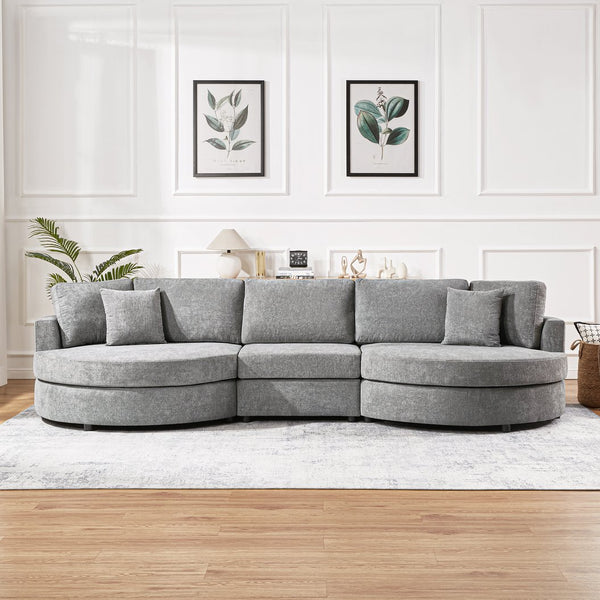 English Elm Christopher Knight Home® - 3-seater Curved Chenille Sofa with Plush 7.5" Seat Cushions and Two Pillows for Stylish Living DARK GREY N763S000020R