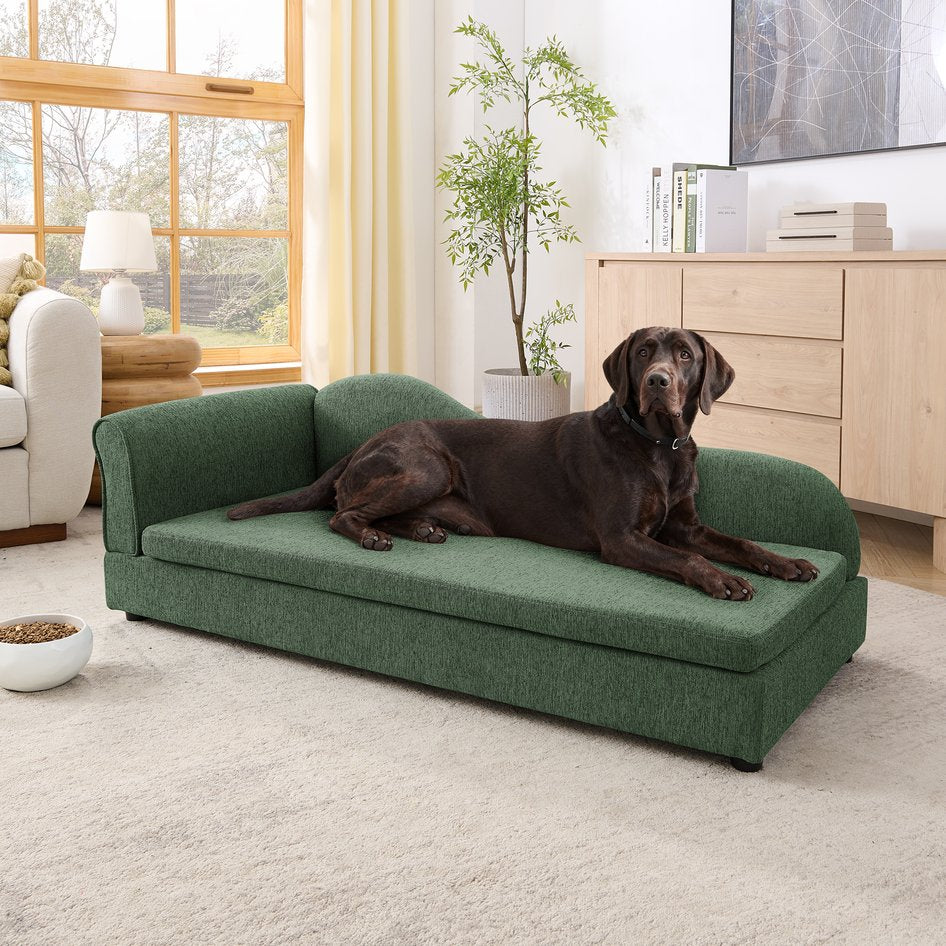 English Elm Oversized Linen Pet Sofa with Wave Backrest for Large Dogs in Modern Living Rooms W487P430330
