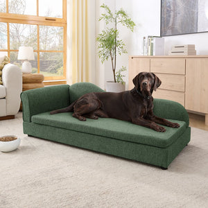 English Elm Oversized Linen Pet Sofa with Wave Backrest for Large Dogs in Modern Living Rooms W487P430330