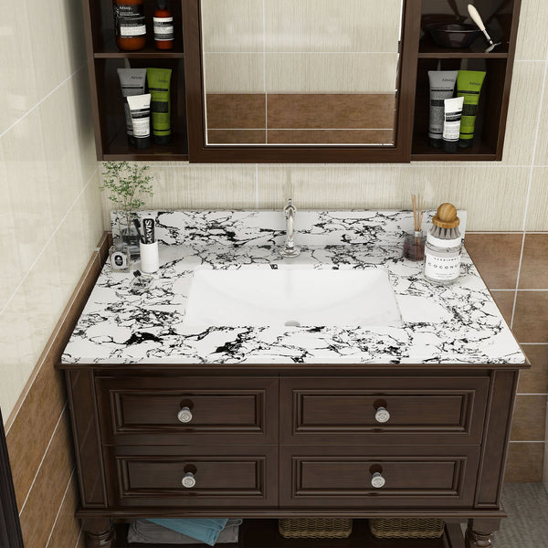 English Elm 37"X22" Bathroom Vanity Top With Undermount Sink & Backsplash - Durable, Easy-Clean Panda White Finish W509P362105