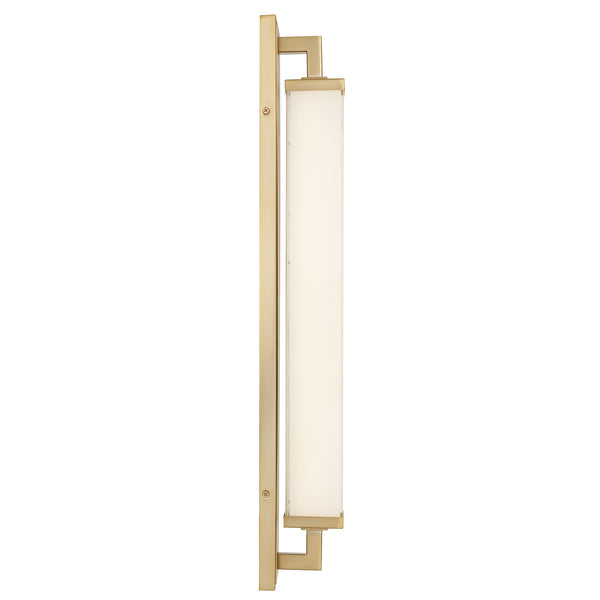 English Elm 28-inches Warm Brass Dimmable Led Vanity Bar Light for Modern Bathroom Walls Antique Brass B370P394094