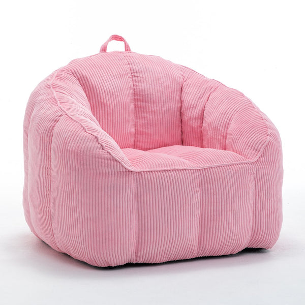English Elm Giant Corduroy Bean Bag with Armrests Shredded Foam Lounge Chair for Living Room Pink W2200P442630