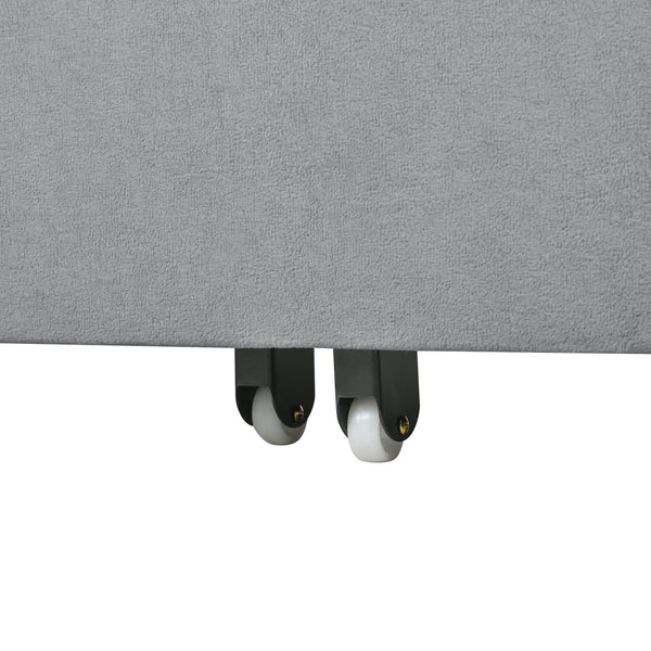 English Elm Convertible Pull Out Sofa Bed Queen Size with Steel Frame, Dual Armrests, Chenille Sleeper Couch with Storage and Casters Grey W3163P269700