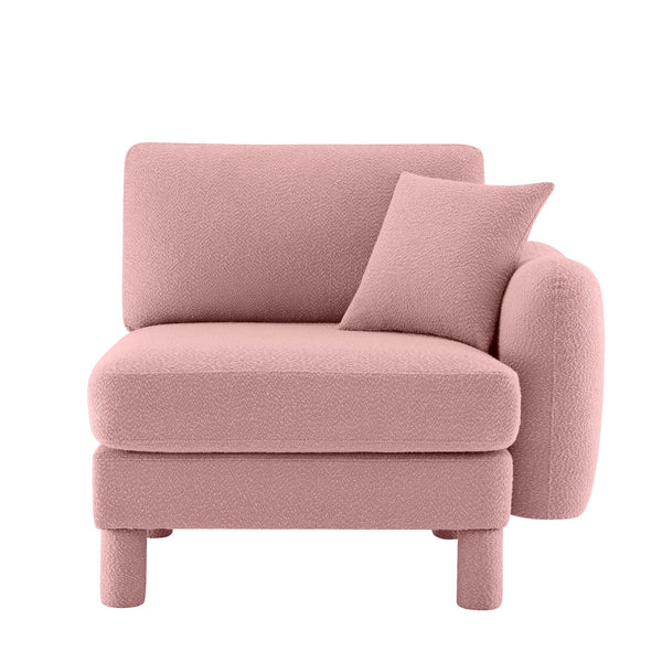 English Elm Lucas Boucle Upholstered Sofa with Curved Arms Foam Coil Cushions and Toss Pillows W3041P337433