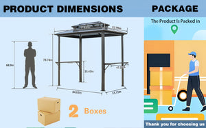 English Elm Outdoor Grill Gazebo 8X5Ft - Stylish Hardtop Bbq Shelter With Uv Protection, Storage Hooks & More! W765P269609-GIGA