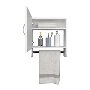 English Elm BOTIQ Mirrored Medicine Cabinet with Towel Rack and Two Interior Shelves for Compact Spaces White 20.3 L x 18.4 W x 2.4 H B070P242488