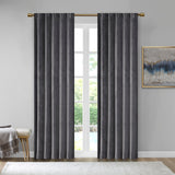 510 Design Colt Modern/Contemporary Room Darkening Metallic Printed Poly Velvet Rod Pocket/Back Tab Window Panel Pair 5DS40-0227 Charcoal