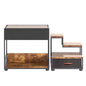 English Elm Pet Pet Step Window Perch Bunk Bed for Dogs Elevated Multi-Level Lounge with Drawer Non-Slip Pad Vintage W1687P181838