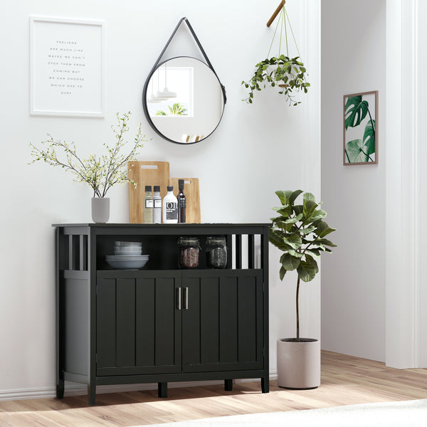 English Elm Homcom Modern Sideboard Buffet Cabinet With Adjustable Shelves For Stylish Entryway Or Kitchen Storage W2225P200882