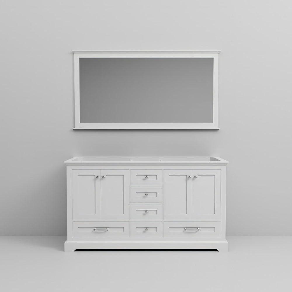 English Elm White Double Bath Vanity 60" W With 58" Mirror - Elegant Design, Ample Storage & Easy Installation B2731S00490-GIGA