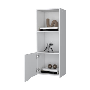 English Elm Pima Recessed Wall Cabinet in White Melamine with 3 Shelves, 1 Door — Slim Built-In Storage Solution B128P237130