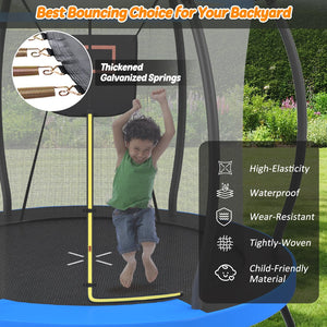 English Elm 8ft Round Backyard Trampoline with Enclosure Net Basketball Hoop and Safety Ladder N739P307894C
