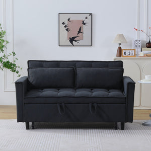 English Elm 54.30" Convertible Sofa Bed with Solid Wood Frame, 500lb Capacity, Fabric Upholstery, Beige-Dark Gray Options W1658P292360