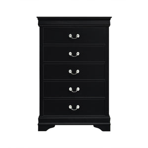 English Elm Traditional Mayville 5-Drawer Chest Black Finish with Okume Veneer & Antique Nickel Drop Handles B011P338090