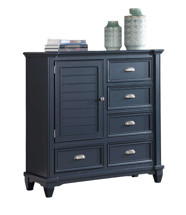 English Elm Transitional Elegant Five-Drawer Chest with Antique Hardware and Deep Storage for Clutter-Free Bedroom Slate Blue 21 L x 51 W x 53 H B2741P383855