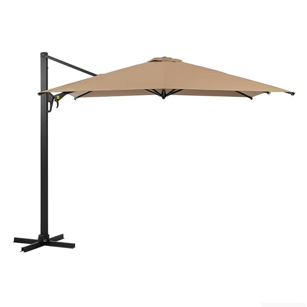 English Elm 10 Ft Square Cantilever Patio Umbrella Upf 50 Offset Canopy with 360 Rotation Khaki B082P454952