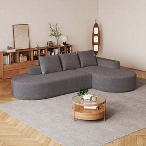 English Elm Modern Curved Sectional Sofa - Soft Chenille Upholstery, Modular Design, 3 Pillows & Easy Setup W834S00452