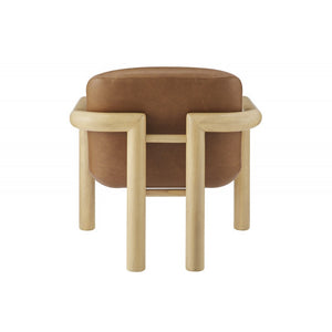 English Elm Modern Oak Framed Faux Leather Armchair Sculptural Accent Seat for Living Rooms Natural Wood B011P423334