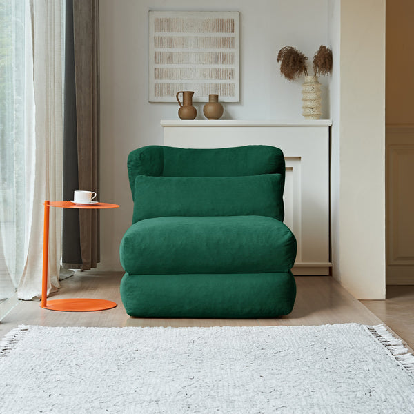 English Elm Cloud Corduroy Sleeper Chair Foldable High Density Foam Seat for Small Space Living Green W1765P448642