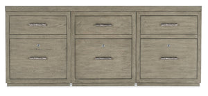 Hooker Furniture Linville Rustic 72" Mink Credenza With Locking File Drawers, Oak Veneers, Antique Pewter Pulls, Versatile Placement 6150-10905-85