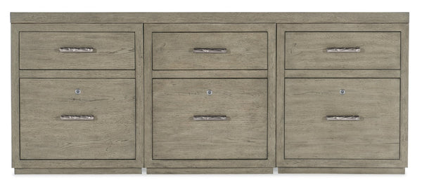 Hooker Furniture Linville Rustic 72" Mink Credenza With Locking File Drawers, Oak Veneers, Antique Pewter Pulls, Versatile Placement 6150-10905-85