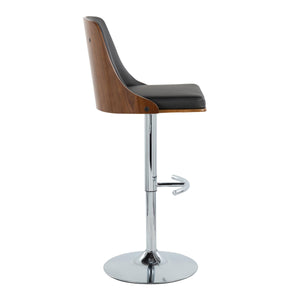 English Elm Gianna Adjustable Barstool Set Of 2 - Mid-Century Modern Swivel Design In Chrome, Walnut & Black Faux Leather B202S00889