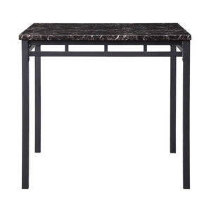 English Elm 5-piece Counter Height Dining Set Faux Marble Top Black Metal Frame Seats Four B011P474221