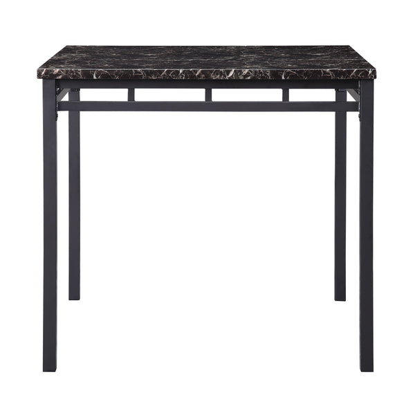 English Elm 5-piece Counter Height Dining Set Faux Marble Top Black Metal Frame Seats Four B011P474221
