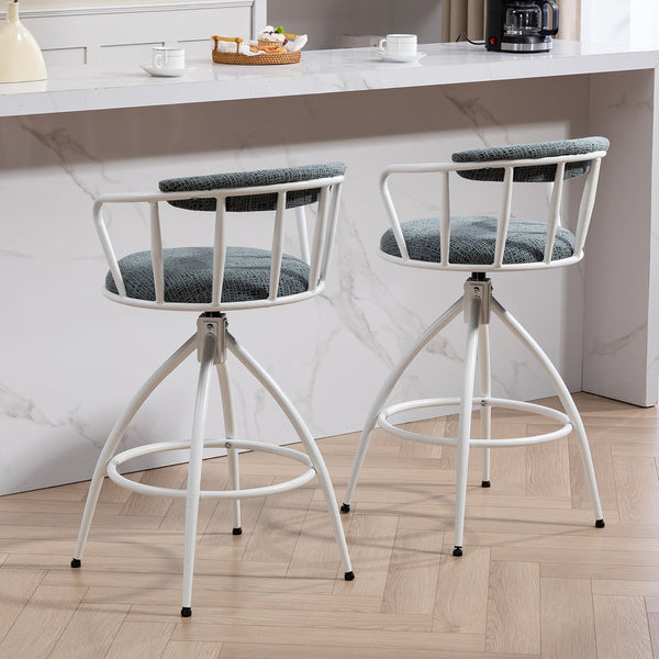 English Elm 26'' 26" Swivel Counter Height Bar Stool with High-Density Sponge Seat, Metal Frame, Modern Industrial Comfort Blue-Green W2215P248074