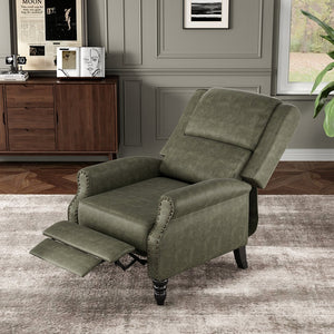 English Elm Faux Leather Pushback Recliner with Ergonomic Lumbar Support for Modern Living Spaces T3623P434282
