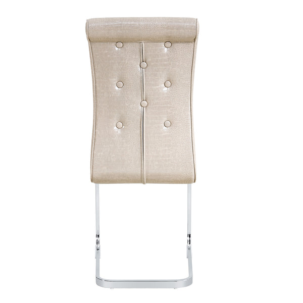 English Elm Set of 2 Glam Faux Alligator Pvc Dining Chairs with Crystal Buckle Bow Legs W3875P371041