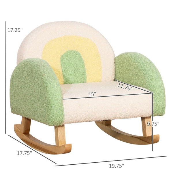 English Elm Qaba Kids Sofa - Cozy Rocking Toddler Chair With Soft Faux Lamb Fleece & Wooden Frame, Ages 18-36 Mo W2225P217361-GIGA
