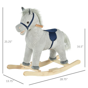 English Elm Qaba Plush Spring Rocking Horse with Sounds Stirrups and Saddle for Kids W2225P249737