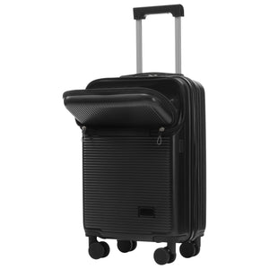 English Elm Luggage 5 Piece Hardside Abs Set with Front Access Carry on and Tsa Spinner Wheels Black N732P391579B
