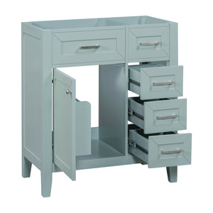 English Elm 30" Modern Bathroom Vanity Cabinet Base with 3 Drawers, Solid Frame MDF, Undermount Ready, 200lb Capacity Green WF321000AAF