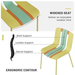 English Elm Holiday Stackable Polypropylene Side Chair Set of Four for Indoor Outdoor Dining Grain Yellow,Haze Green,Tropical Orange W3450P447384