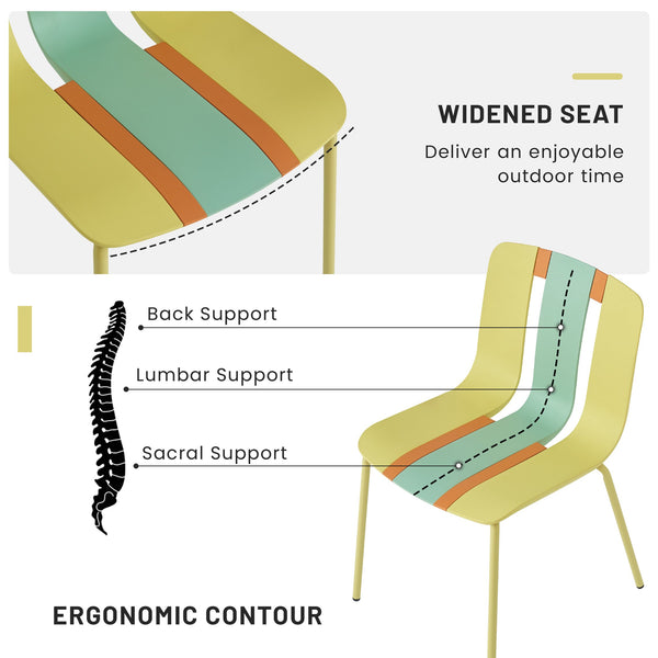 English Elm Holiday Stackable Polypropylene Side Chair Set of Four for Indoor Outdoor Dining Grain Yellow,Haze Green,Tropical Orange W3450P447384