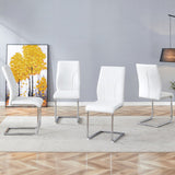 Set of 4 White Dining Chairs, High Backrest, Sturdy Legs, PU Material, for Restaurants, Kitchens, Living Rooms