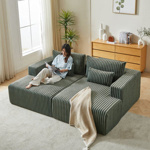 English Elm 87" Oversized Cloud-Like Chaise Lounge - No Assembly, Plush Army Green Sleeper Sofa For Modern Spaces W834S00322